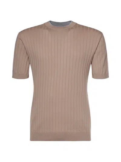 Eleventy Ribbed T-shirt In Brown