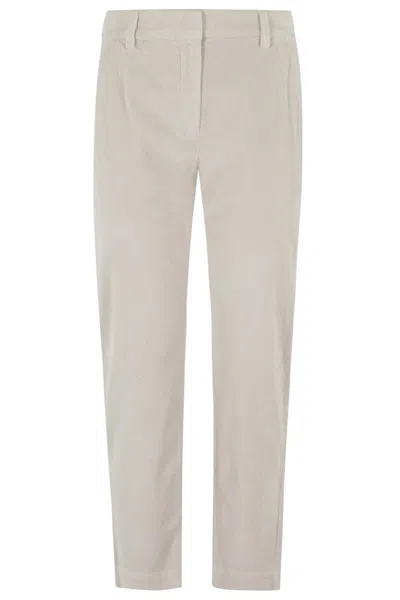 Eleventy Ribbed Tailored Trousers With Angled Pockets In Gray