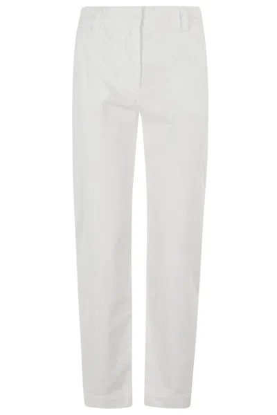 Eleventy Ribbed Tailored Trousers With Angled Pockets In White