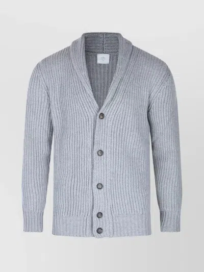 ELEVENTY RIBBED TEXTURE SHAWL COLLAR LONG SLEEVES