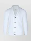Eleventy Ribbed Texture Shawl Collar Long Sleeves In White