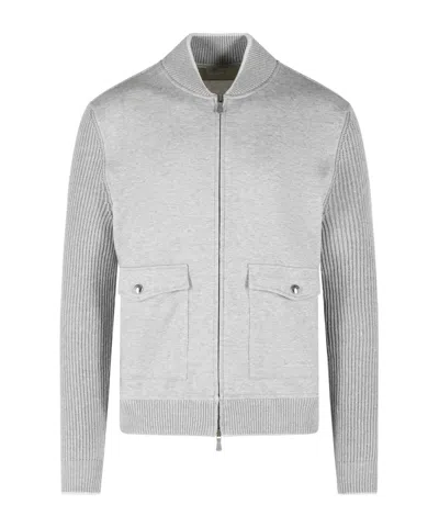 Eleventy Ribbed Trim Bomber Jacket In Multi