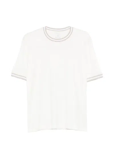 Eleventy Ribbed-trim T-shirt In White
