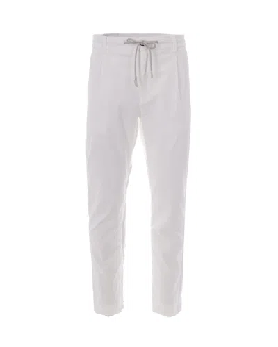 Eleventy Ribbed Velvet Joggers With Adjustable Waistband In White