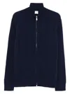 Eleventy Ribbed Zip-up Cardigan In Blue