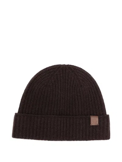 Eleventy Ribbed-knit Cashmere Beanie Hat In Brown