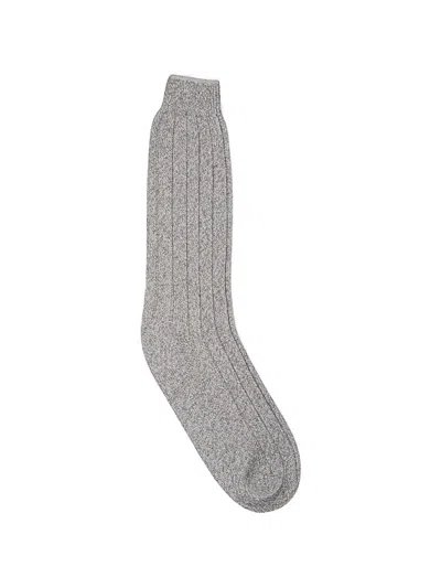 Eleventy Ribbed-knit Marl Socks In Gray