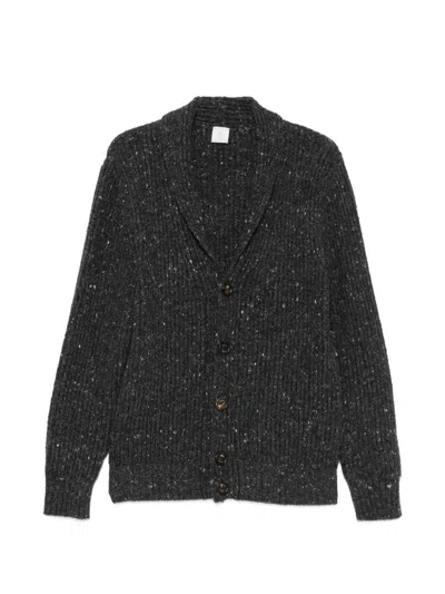 Eleventy Ribbed-knit Shawl-collar Cardigan In Gray