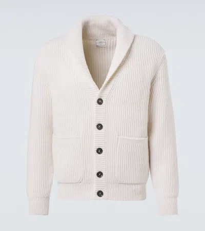Eleventy Shawl-collar Wool Cardigan With Patch Pockets In Green