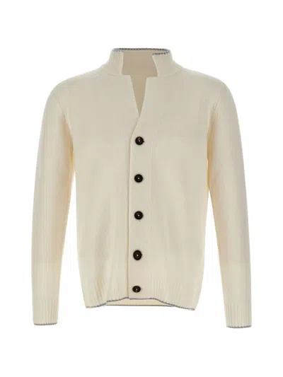 Eleventy Ribbed-trim Button-up Cardigan In Neutral