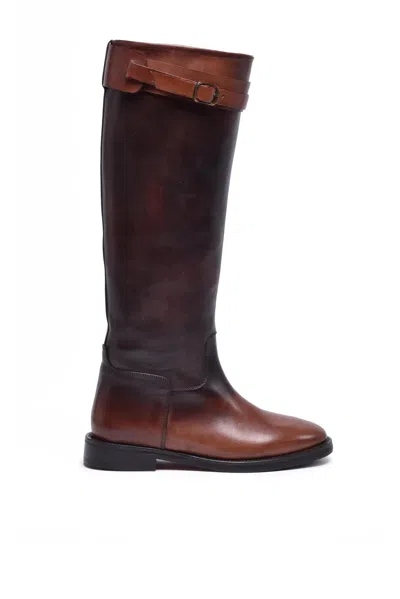 Eleventy Riding Boots - Brown In Multi