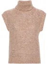 Eleventy Roll-neck Sleeveless Jumper In Neutrals