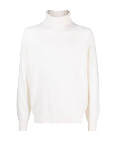 Eleventy Rool-neck Wool-blend Jumper In White