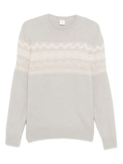 Eleventy Round-neck Jacquard Sweater In Gray