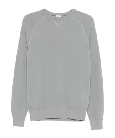 Eleventy Round Neck Knitted Sweater In Silver