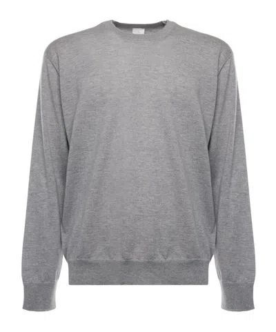 Eleventy Round-neck Long-sleeve Knitted Sweater In Gray