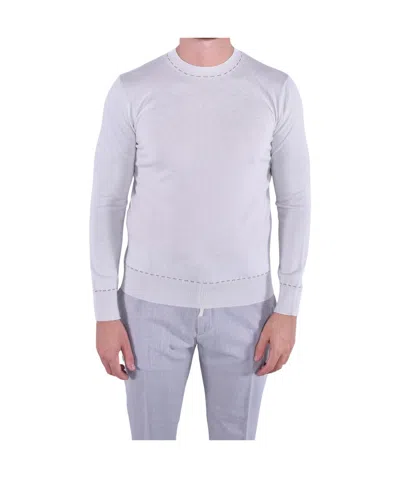 Eleventy Round-neck Long-sleeve Knitted Sweater In White