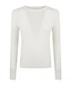 Eleventy Round-neck Long-sleeve Knitted Sweater In White