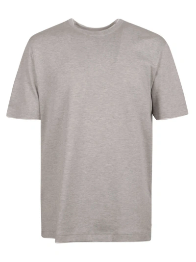 Eleventy Round Neck Plain T-shirt In Grey