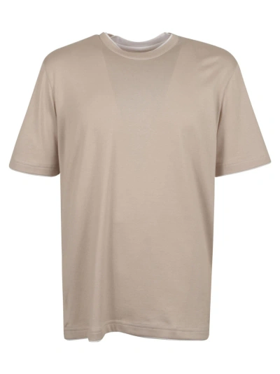 Eleventy Round Neck Plain T-shirt In Sabbia