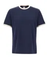 Eleventy Round Neck Short Sleeve T-shirt In Blue
