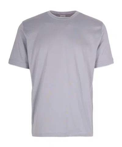 Eleventy Contrast Trim Crewneck T-shirt In Gray