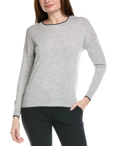 Eleventy Round Neck Tipping Wool Sweater In Gray