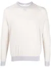 Eleventy Round-neck Wool Jumper In Neutrals