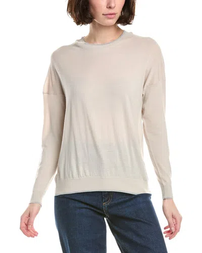 Eleventy Round Neck Wool Sweater In Neutral