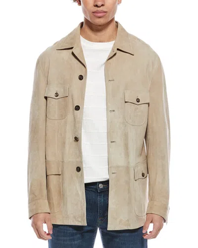 Eleventy Sahariana Suede Jacket In Neutral