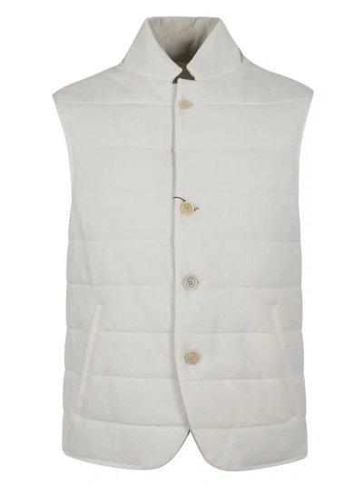Eleventy Sand Beige Linen-cotton Quilted Vest In Neutrals