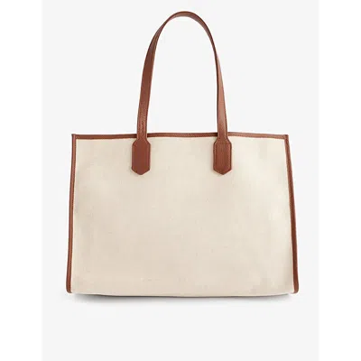 Eleventy Sand Contrast-trim Woven Tote Bag In Burgundy