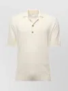 Eleventy Textured Cotton Polo With Ribbed Collar In Metallic