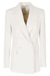 Eleventy Sand Double-breasted Peak Lapel Wool-blend Blazer In White