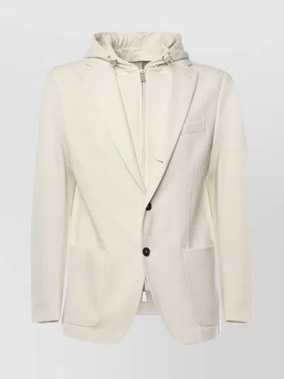 Eleventy Sand Jacket Hooded Front Pockets In Beige
