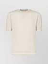 Eleventy Sand Knit Round Neck Short-sleeved Shirt