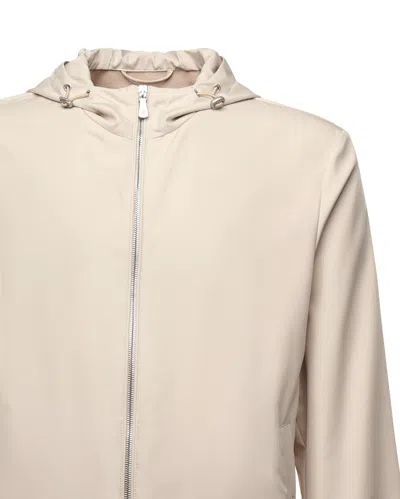 Eleventy Sand Silk Hooded Jacket