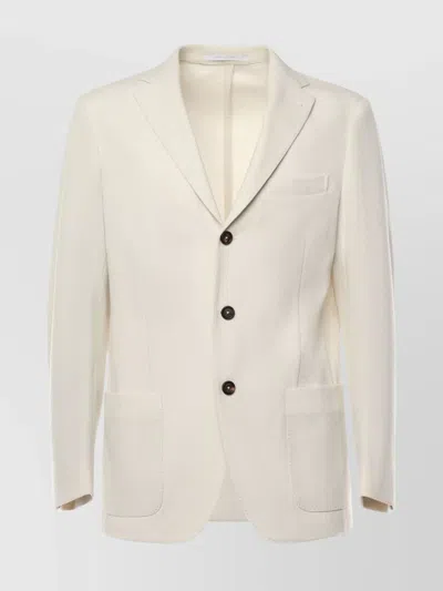 Eleventy Sand Single-breasted Notch Lapel Jacket With Pockets In Beige