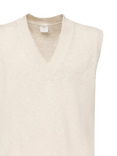 Eleventy Sand Sleeveless Cotton V Neck Sweater