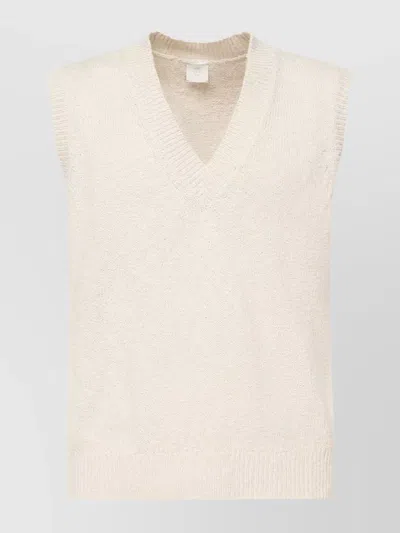 Eleventy Sand Sleeveless V Neck Sweater In Neutral