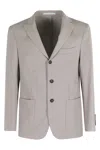 Eleventy Sand Wool Cashmere Blend Single-breasted Jacket In Gray