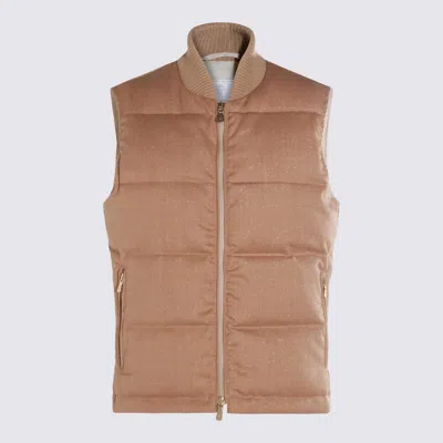 Eleventy Sand Wool Down Jacket In Brown