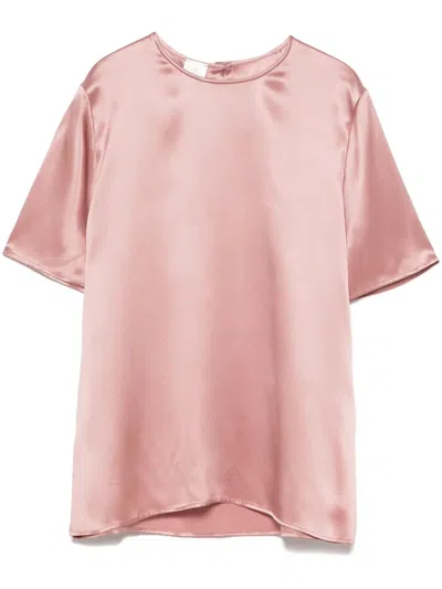 Eleventy Satin Blouse In Pink