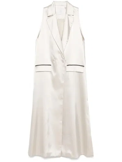 Eleventy Satin Coat In Neutrals