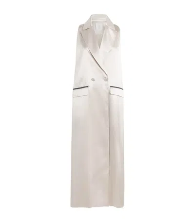 Eleventy Satin Sleeveless Coat