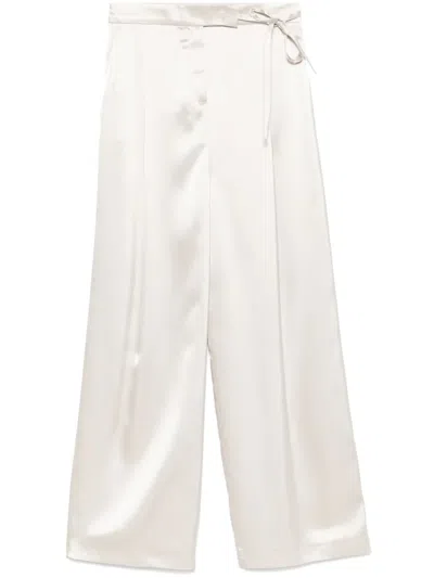 Eleventy Satin Trousers In Neutrals