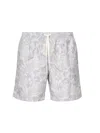 Eleventy Tropical Print Beach Boxer Pockets In Gray