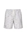 Eleventy Tropical Print Beach Boxer Pockets In Grey