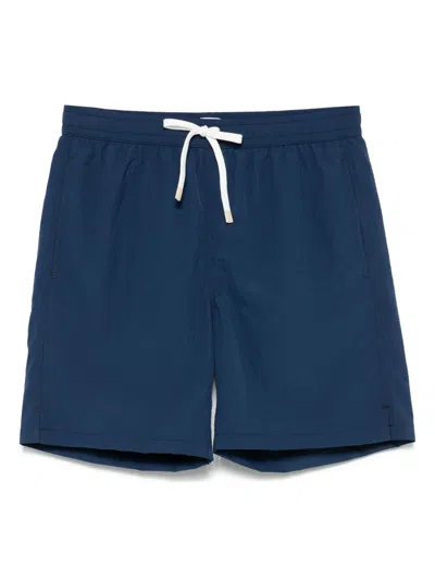Eleventy Seersucker Swim Shorts In Blue