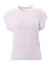Eleventy Sequin-embellished Cable-knit Top In Purple